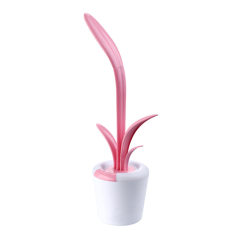 Wireless LED desk lamp charging via Micro USB cable