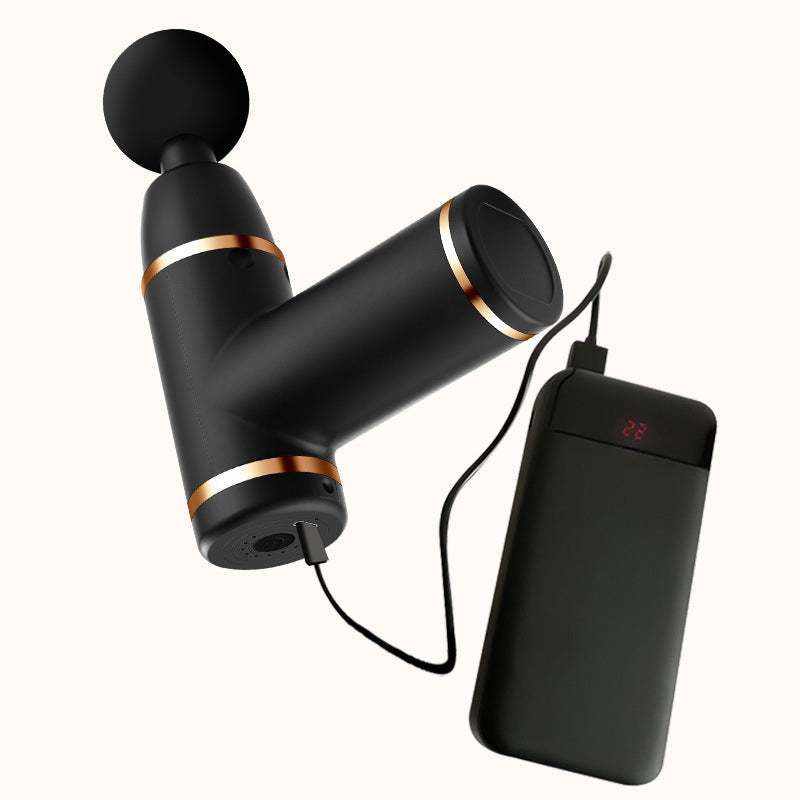 Portable percussion massage gun in black — 6-speed deep tissue recovery tool