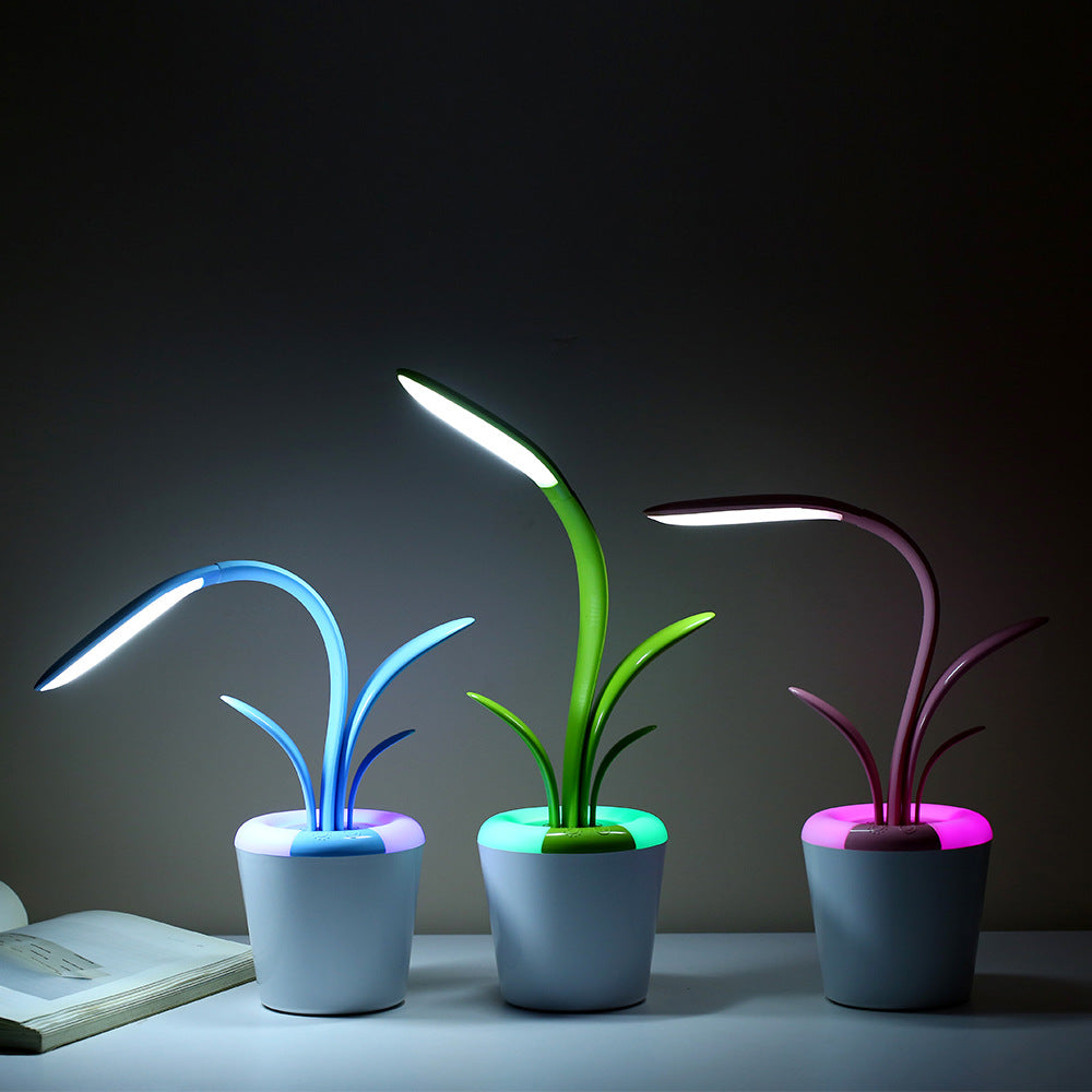 NestWell LED lamp blue colour variant glowing on bedside table