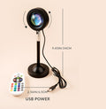 Sunset lamp USB cable connection and power button detail
