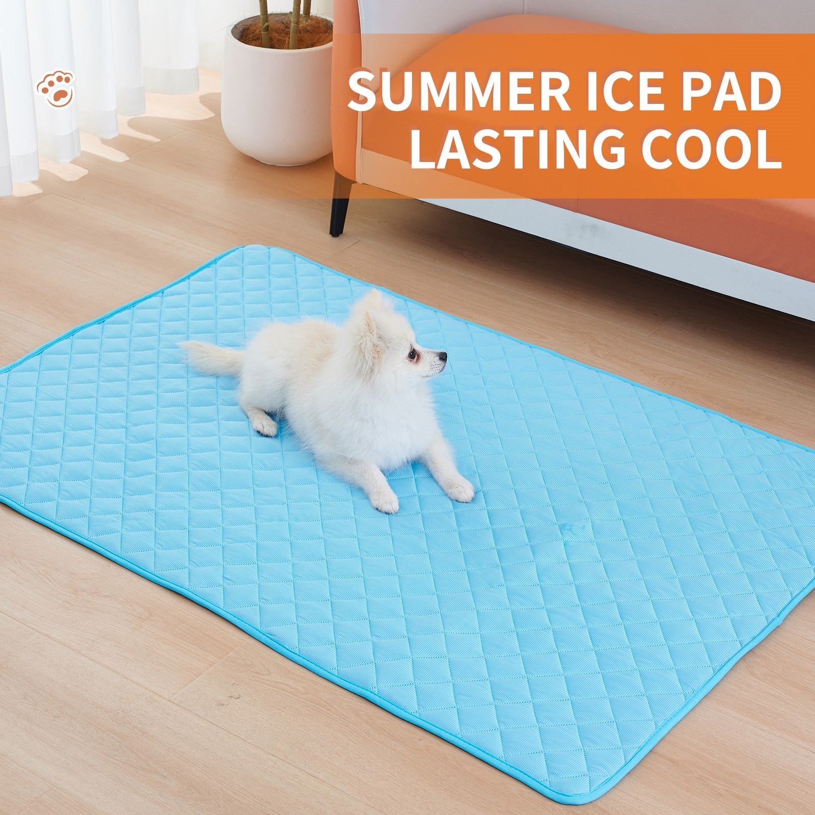 Self-cooling pet mat in pink — available in blue grey coffee and pink
