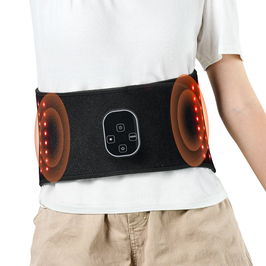 Red Light Therapy Belt — flexible wrap worn around lower back, showing LED panel